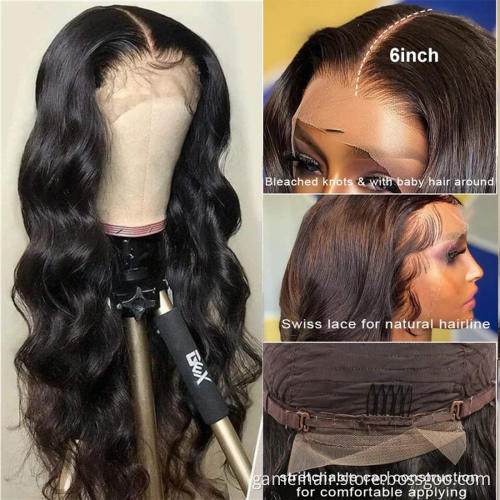 Body Wave Unprocessed Brazilian Virgin Human Hair Hd Full Lace Front Wig For Women Cheap Transparent Lace Frontal Closure Wig